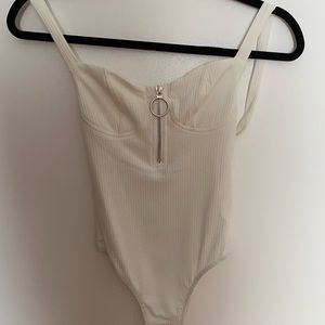 white princess polly zip up body suit